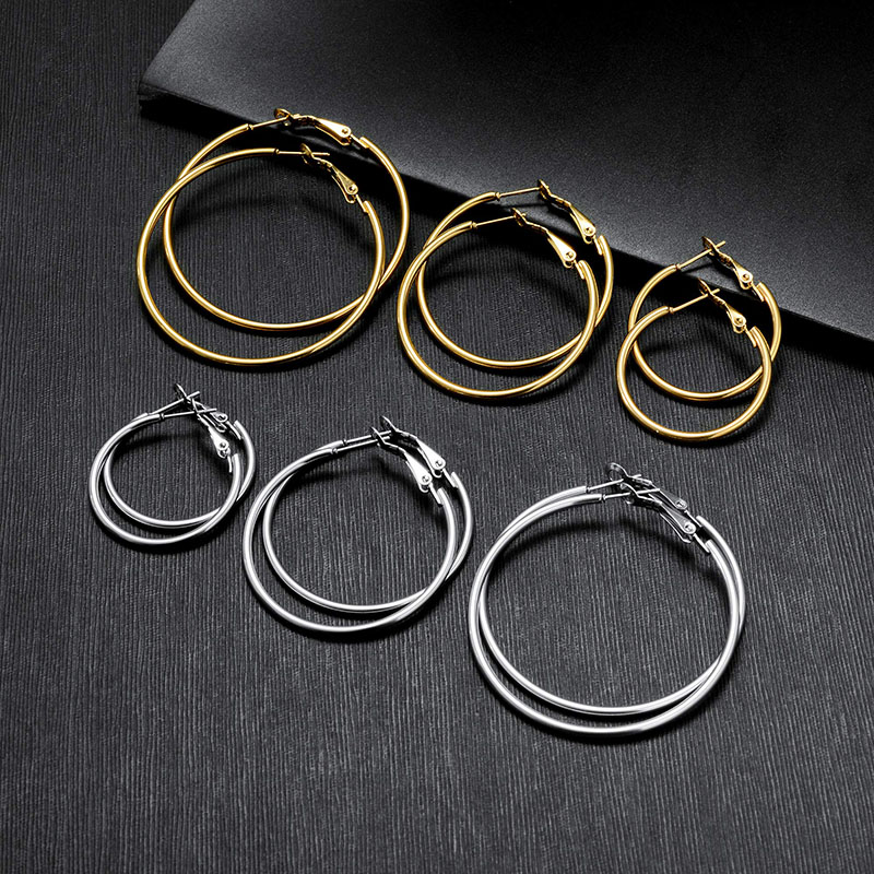 Orecchini a cerchio da donna placcati oro argento Hongde in acciaio inossidabile