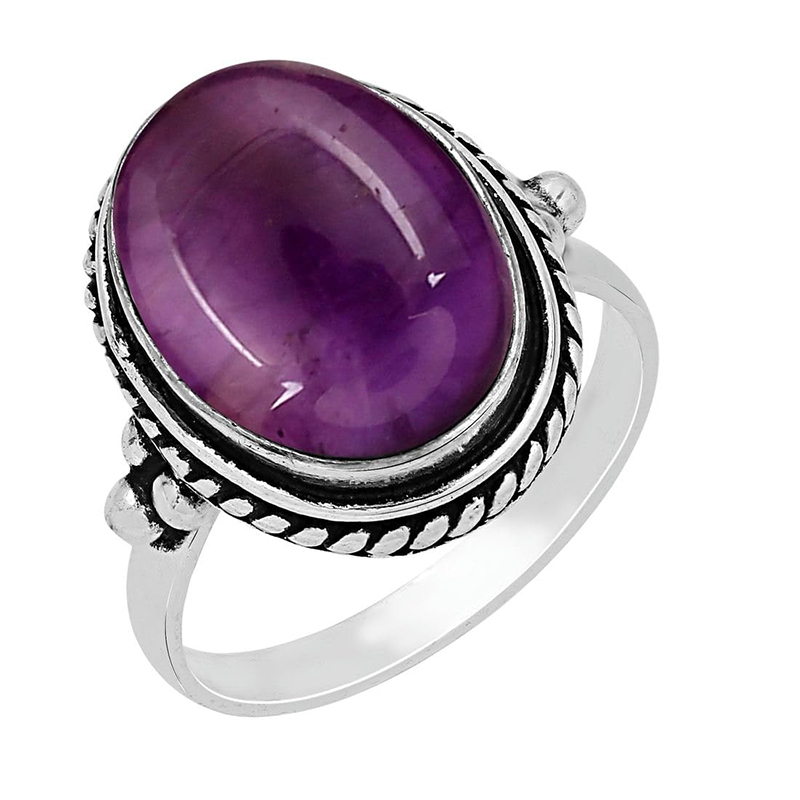 Hongde Anello con ametista mistica in argento sterling placcato argento 925 Anelli di dichiarazione fatti a mano per le donne Gioielli con pietre portafortuna del sud-ovest della Boemia