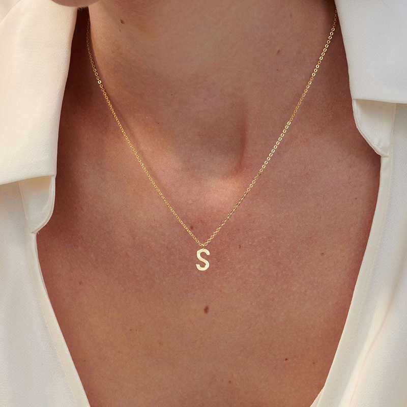 Hongde placcato oro 14K A-Collana con iniziale Z Collane con iniziale da donna - Collana con lettera delicata placcata in oro 14k Alfabeto semplice A-Collana Z Collana connome monogramma personalizzato per gioielli da donna