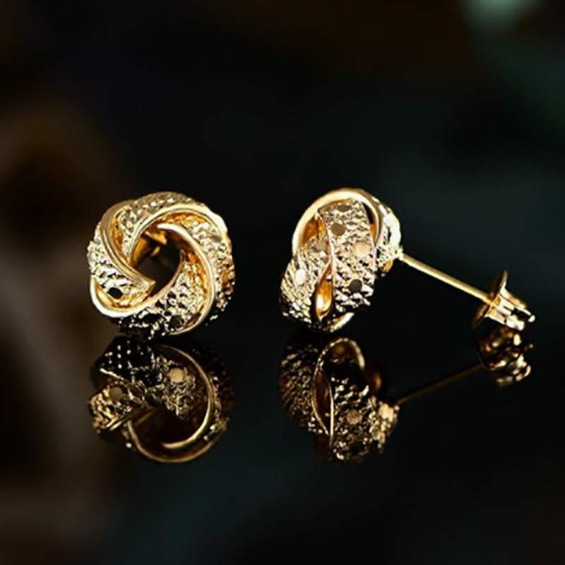 Orecchini a boll di lussuosonodo intrecciato in oro 18K - classico & Elegante design strutturato per una raffinatezza senza tempo