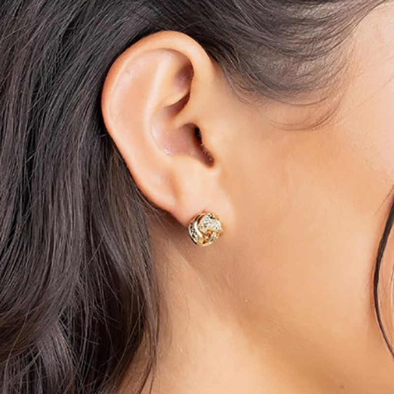Orecchini a boll di lussuosonodo intrecciato in oro 18K - classico & Elegante design strutturato per una raffinatezza senza tempo